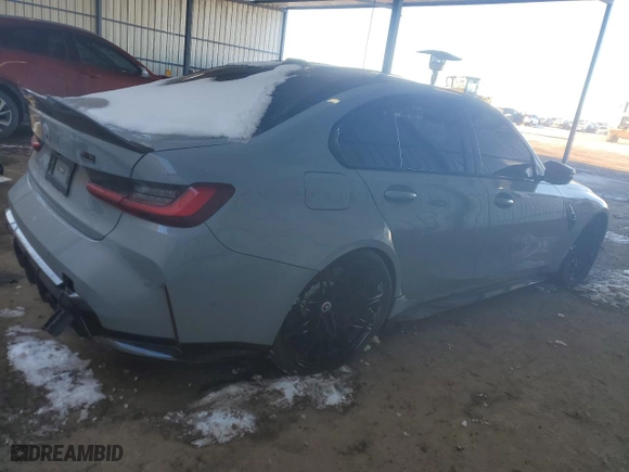 2023 BMW M3 Competition xDrive with VIN WBS43AY04PFN47162, listed as a Copart auction lot 89130455 with 7,434 mi miles and Salvage Title. Bid and sale history available at carsss.com. Image 3.