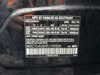 2015 Mercedes-Benz GLA 250 z VIN WDCTG4GBXFJ140500, wystawiony jako Copart lot #50986415 z przebiegiem 132 777 mil mil oraz Nie do naprawy • Non repairable. Historia ofert i sprzedaży dostępna na DreamBid. Obrazek 12.