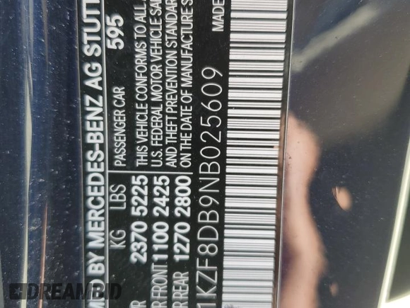 2022 Mercedes-Benz E-Class E 350 with VIN W1KZF8DB9NB025609, listed as a Copart auction lot 51871445 with 65,539 mi miles and Salvage Title. Bid and sale history available at carsss.com. Image 12.