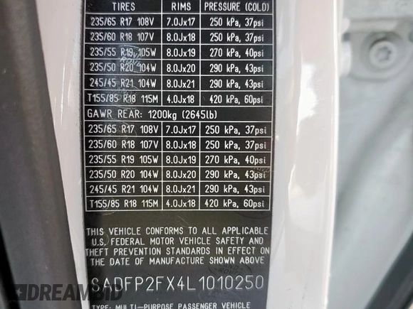 2020 Jaguar E-Pace SE z VIN SADFP2FX4L1010250, wystawiony jako Copart lot #47402005 z przebiegiem 66 351 mil mil oraz Szkoda całkowita • Salvage title. Historia ofert i sprzedaży dostępna na DreamBid. Obrazek 14.