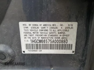 2005 Honda Accord EX-L z VIN 1HGCM66575A000880, wystawiony jako Copart lot #57584165 z przebiegiem 187 108 mil mil oraz Szkoda całkowita • Salvage title. Historia ofert i sprzedaży dostępna na DreamBid. Obrazek 12.