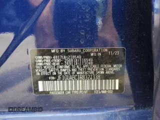 2024 Subaru Impreza z VIN JF1GUABC1R8321338, wystawiony jako Copart lot #57155825 z przebiegiem Nie podano mil oraz Szkoda całkowita • Salvage title. Historia ofert i sprzedaży dostępna na DreamBid. Obrazek 12.