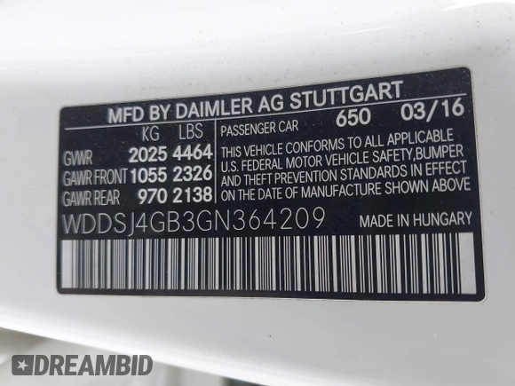 2016 Mercedes-Benz CLA 250 with VIN WDDSJ4GB3GN364209, listed as a IAAI auction lot 41895420 with 121,840 mi miles and . Bid and sale history available at DreamBid. Image 9.