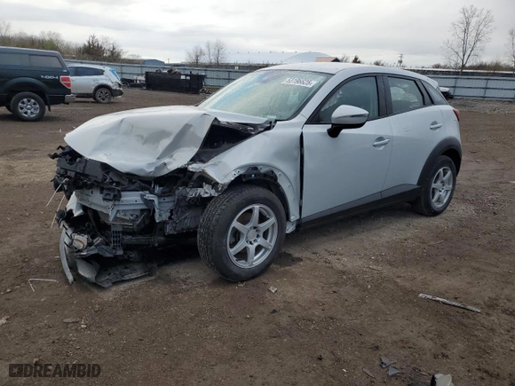 2019 Mazda CX-3 Sport with VIN JM1DKDB70K0443216, listed as a Copart auction lot 53196625 with 76,357 mi miles and Salvage Title. Bid and sale history available at carsss.com. Image 1.