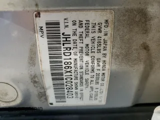2001 Honda CR-V EX with VIN JHLRD186X1C028403, listed as a Copart auction lot 76256714 with 284,989 mi miles and Salvage Title. Bid and sale history available at carsss.com. Image 15.