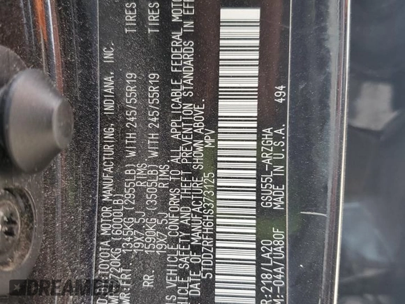 2017 Toyota Highlander Limited with VIN 5TDDZRFH6HS373125, listed as a Copart auction lot 54776665 with 150,625 mi miles and Salvage title. Bid and sale history available at DreamBid. Image 14.