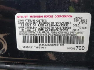 2016 Mitsubishi Outlander SE with VIN JA4AZ3A39GZ011728, listed as a IAAI auction lot 42254813 with 158,875 mi miles and . Bid and sale history available at DreamBid. Image 9.