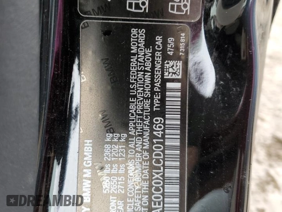 2020 BMW M8 z VIN WBSAE0C0XLCD01469, wystawiony jako Copart lot #47221453 z przebiegiem Nie podano mil oraz . Historia ofert i sprzedaży dostępna na DreamBid. Obrazek 14.