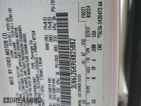2014 Lincoln MKZ z VIN 3LN6L2GK9ER825882, wystawiony jako Copart lot #53332435 z przebiegiem 114 677 mil mil oraz Szkoda całkowita • Salvage title. Historia ofert i sprzedaży dostępna na DreamBid. Obrazek 13.