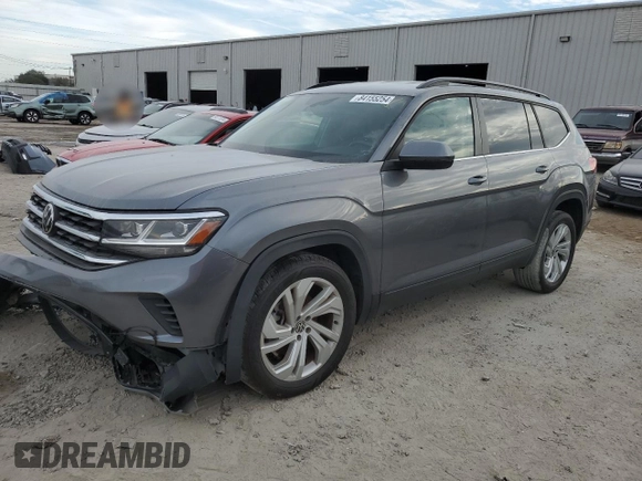 2021 Volkswagen Atlas SE with VIN 1V2WP2CA3MC607955, listed as a Copart auction lot 84155254 with 48,479 mi miles and Salvage title. Bid and sale history available at DreamBid. Image 1.