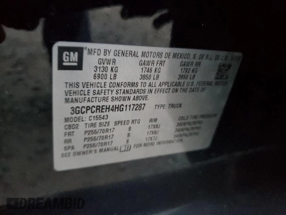 2017 Chevrolet Silverado 1500 LT with VIN 3GCPCREH4HG117287, listed as a Copart auction lot 82377074 with 162,911 mi miles and Clean Title. Bid and sale history available at DreamBid. Image 12.