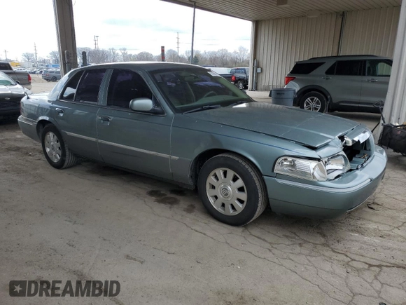 2005 Mercury Grand Marquis LS Premium with VIN 2MEFM75W05X615367, listed as a Copart auction lot 52590275 with 203,052 mi miles and Salvage Title. Bid and sale history available at carsss.com. Image 4.