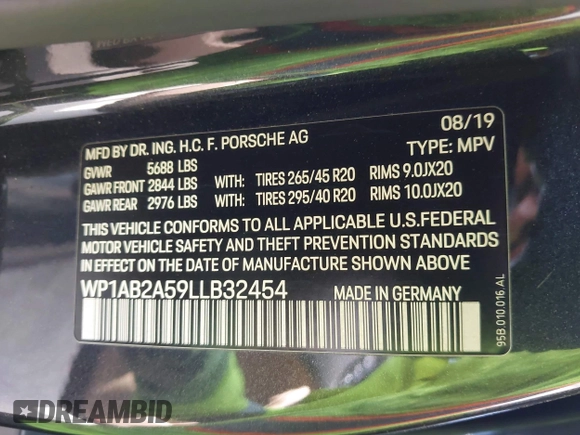 2020 Porsche Macan S z VIN WP1AB2A59LLB32454, wystawiony jako IAAI lot #42498723 z przebiegiem 80 720 mil mil oraz . Historia ofert i sprzedaży dostępna na DreamBid. Obrazek 9.