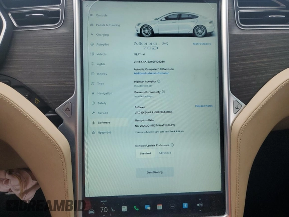 2016 Tesla Model S 90D with VIN 5YJSA1E24GF129280, listed as a Copart auction lot 50654395 with 118,711 mi miles and Salvage Title. Bid and sale history available at DreamBid. Image 9.
