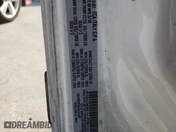 2018 Ram ProMaster City Cargo Tradesman with VIN ZFBERFAB1J6J34497, listed as a Copart auction lot 72412884 with 197,058 mi miles and Salvage Title. Bid and sale history available at DreamBid. Image 14.