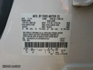 2014 Ford Edge SEL with VIN 2FMDK3JCXEBB64122, listed as a Copart auction lot 53731045 with 114,769 mi miles and Salvage Title. Bid and sale history available at carsss.com. Image 13.