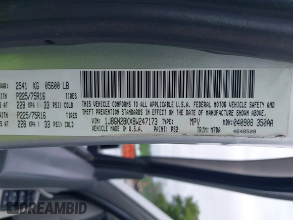 2008 Jeep Liberty Sport z VIN 1J8GN28KX8W247173, wystawiony jako IAAI lot #42259760 z przebiegiem 216 848 mil mil oraz . Historia ofert i sprzedaży dostępna na DreamBid. Obrazek 9.
