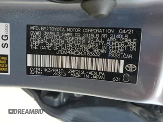 2021 Toyota Corolla LE with VIN JTDVPMAE2MJ183632, listed as a Copart auction lot 58516945 with 40,902 mi miles and Clean title. Bid and sale history available at DreamBid. Image 12.