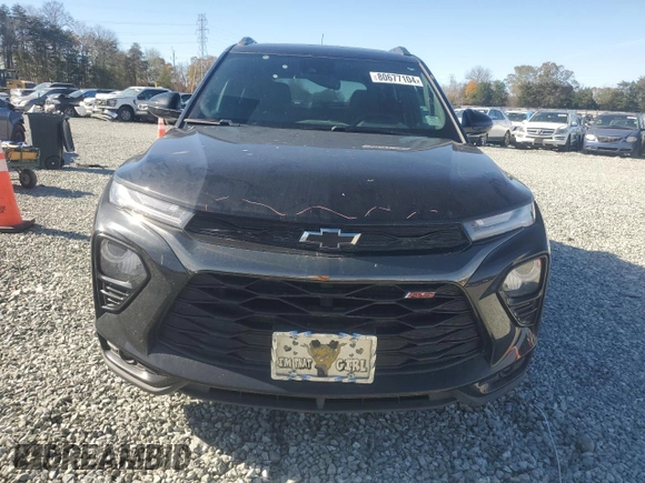 2022 Chevrolet TrailBlazer RS with VIN KL79MTSL0NB145150, listed as a Copart auction lot 80677104 with 62,613 mi miles and Salvage Title. Bid and sale history available at carsss.com. Image 5.