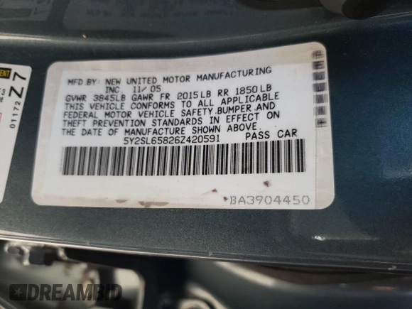 2006 Pontiac Vibe with VIN 5Y2SL65826Z420591, listed as a Copart auction lot 80156324 with 117,393 mi miles and Salvage Title. Bid and sale history available at carsss.com. Image 14.