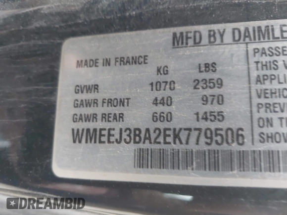 2014 Smart fortwo Pure with VIN WMEEJ3BA2EK779506, listed as a IAAI auction lot 42048566 with 26,102 mi miles and . Bid and sale history available at DreamBid. Image 9.