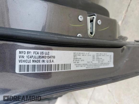 2021 Jeep Cherokee Altitude с VIN 1C4PJLLB5MD134799, выставлен на аукционе Copart как лот 57705125 с пробегом 100 618 миль миль и Списание • Salvage title. История ставок и продаж доступна на DreamBid. Изображение 13.