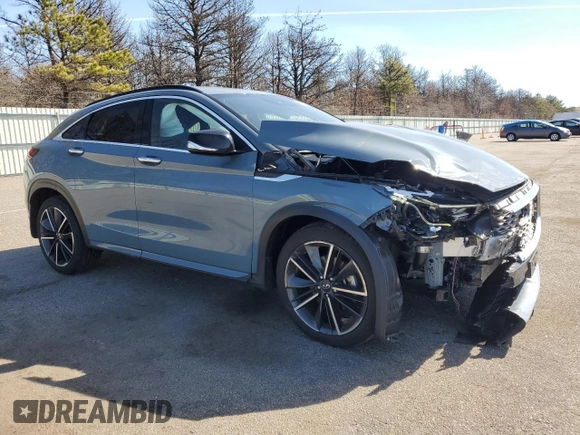 2023 Infiniti QX55 Luxe with VIN 3PCAJ5JR9PF118989, listed as a Copart auction lot 48352715 with 13,558 mi miles and Salvage title. Bid and sale history available at DreamBid. Image 4.