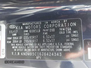 2018 Kia Sedona LX with VIN KNDMB5C16J6424343, listed as a IAAI auction lot 41952305 with 130,439 mi miles. Bid and sale history available at carsss.com. Image 9.