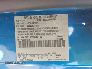 2001 Ford Focus ZX3 с VIN 3FAFP31331R167153, выставлен на аукционе IAAI как лот 42413182 с пробегом 201 143 миль миль и . История ставок и продаж доступна на DreamBid. Изображение 9.
