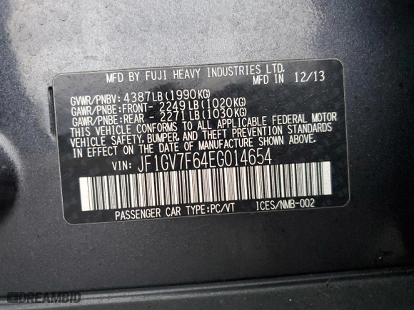 2014 Subaru Impreza Sedan WRX WRX Premium with VIN JF1GV7F64EG014654, listed as a Copart auction lot 43639765 with 89,938 mi miles and Salvage Title. Bid and sale history available at carsss.com. Image 15.