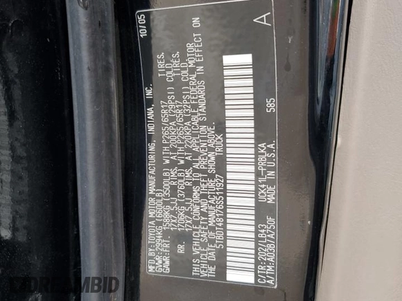 2006 Toyota Tundra Limited with VIN 5TBDT48176S511927, listed as a Copart auction lot 44046135 with 174,125 mi miles and Salvage Title. Bid and sale history available at DreamBid. Image 14.