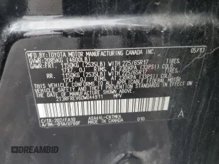 2013 Toyota RAV4 XLE с VIN 2T3RFREV6DW044911, выставлен на аукционе Copart как лот 58732665 с пробегом 216 777 миль миль и Списание • Salvage title. История ставок и продаж доступна на DreamBid. Изображение 12.