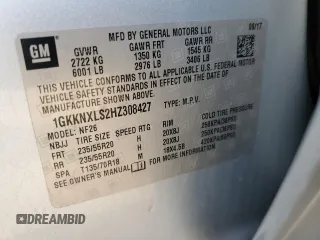 2017 GMC Acadia Denali with VIN 1GKKNXLS2HZ308427, listed as a Copart auction lot 59500735 with 112,432 mi miles and Salvage title. Bid and sale history available at DreamBid. Image 13.