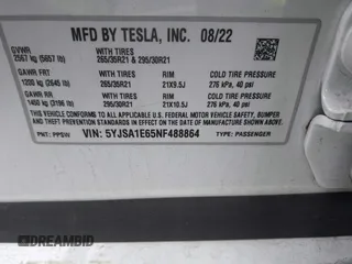 2022 Tesla Model S Plaid with VIN 5YJSA1E65NF488864, listed as a IAAI auction lot 41772788 with 33,915 mi miles and . Bid and sale history available at DreamBid. Image 9.