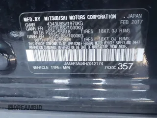 2017 Mitsubishi Outlander Sport ES 2.0 with VIN JA4AP3AU4HZ042174, listed as a IAAI auction lot 41354281 with 58,332 mi miles. Bid and sale history available at carsss.com. Image 9.