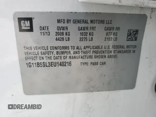 2014 Chevrolet Malibu LS with VIN 1G11B5SL3EU140216, listed as a Copart auction lot 54949105 with 108,363 mi miles and Salvage Title. Bid and sale history available at DreamBid. Image 12.