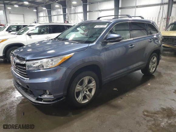 2015 Toyota Highlander Limited with VIN 5TDDKRFH9FS183319, listed as a Copart auction lot 47592705 with 146,876 mi miles and Salvage Title. Bid and sale history available at carsss.com. Image 1.