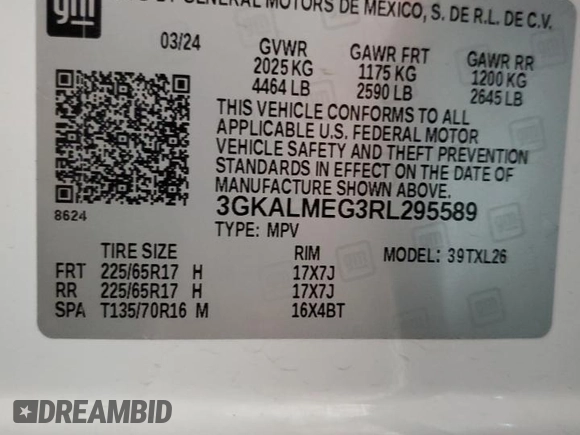 2024 GMC Terrain SLE z VIN 3GKALMEG3RL295589, wystawiony jako Copart lot #56999915 z przebiegiem 34 722 mil mil oraz Czysty tytuł • Clean title. Historia ofert i sprzedaży dostępna na DreamBid. Obrazek 13.