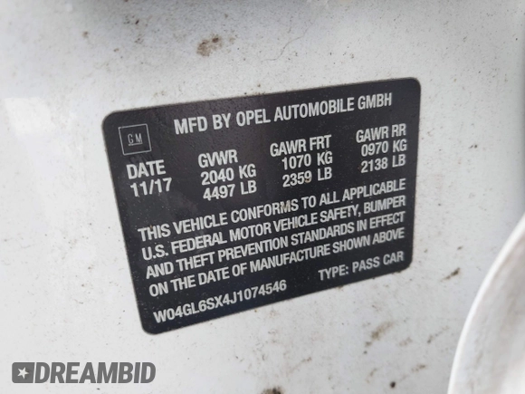2018 Buick Regal Preferred with VIN W04GL6SX4J1074546, listed as a IAAI auction lot 41623194 with 30,757 mi miles and . Bid and sale history available at DreamBid. Image 9.