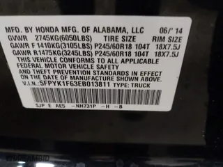 2014 Honda Ridgeline SE with VIN 5FPYK1F63EB013811, listed as a IAAI auction lot 41422016 with 168,653 mi miles. Bid and sale history available at carsss.com. Image 9.