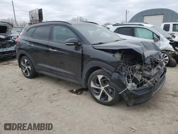 2016 Hyundai Tucson Limited with VIN KM8J33A21GU216211, listed as a Copart auction lot 44120345 with Not Provided miles and Salvage Title. Bid and sale history available at DreamBid. Image 4.