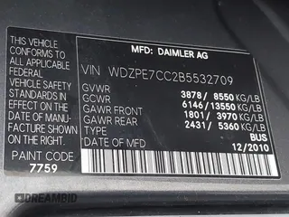2011 Mercedes-Benz Sprinter Passenger with VIN WDZPE7CC2B5532709, listed as a IAAI auction lot 41192323 with 168,000 mi miles. Bid and sale history available at carsss.com. Image 9.