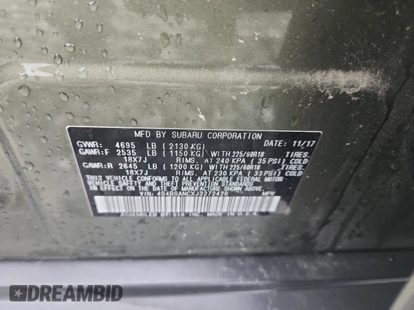 2018 Subaru Outback Limited with VIN 4S4BSANCXJ3272420, listed as a Copart auction lot 63242215 with 30,737 mi miles and Salvage title. Bid and sale history available at DreamBid. Image 13.