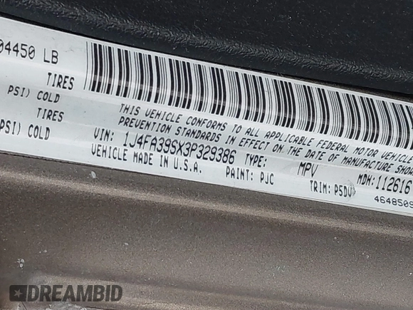 2003 Jeep Wrangler X with VIN 1J4FA39SX3P329386, listed as a IAAI auction lot 41407594 with 140,390 mi miles. Bid and sale history available at carsss.com. Image 9.