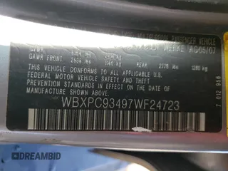 2007 BMW X3 3.0si with VIN WBXPC93497WF24723, listed as a Copart auction lot 52611965 with 147,779 mi miles and Salvage Title. Bid and sale history available at DreamBid. Image 13.