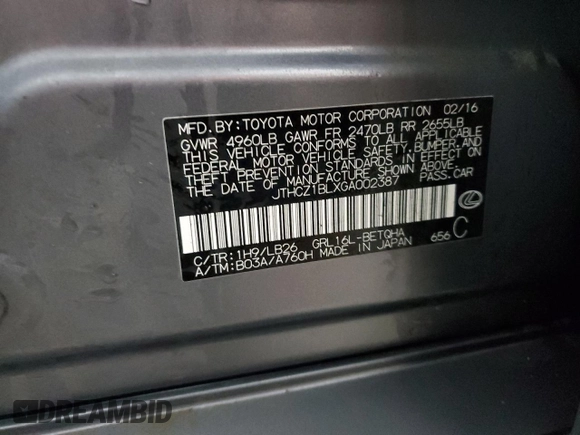 2016 Lexus GS 350 with VIN JTHCZ1BLXGA002387, listed as a Copart auction lot 71448994 with 157,527 mi miles and Salvage Title. Bid and sale history available at carsss.com. Image 13.