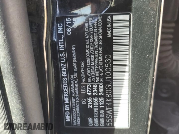 2016 Mercedes-Benz C 300 Luxury with VIN 55SWF4KB0GU100530, listed as a Copart auction lot 47848485 with 140,387 mi miles and Salvage Title. Bid and sale history available at carsss.com. Image 14.