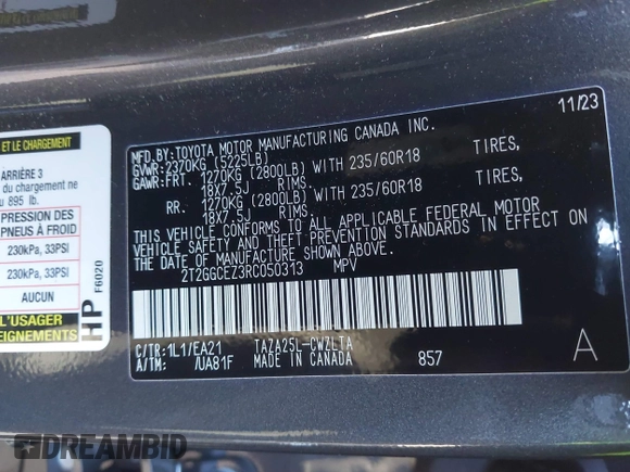 2024 Lexus NX with VIN 2T2GGCEZ3RC050313, listed as a IAAI auction lot 41418927 with 15,994 mi miles. Bid and sale history available at carsss.com. Image 9.