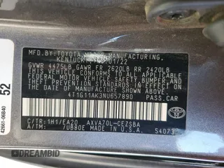 2022 Toyota Camry SE z VIN 4T1G11AK3NU657890, wystawiony jako Copart lot #49311565 z przebiegiem 61 017 mil mil oraz Szkoda całkowita • Salvage title. Historia ofert i sprzedaży dostępna na DreamBid. Obrazek 14.