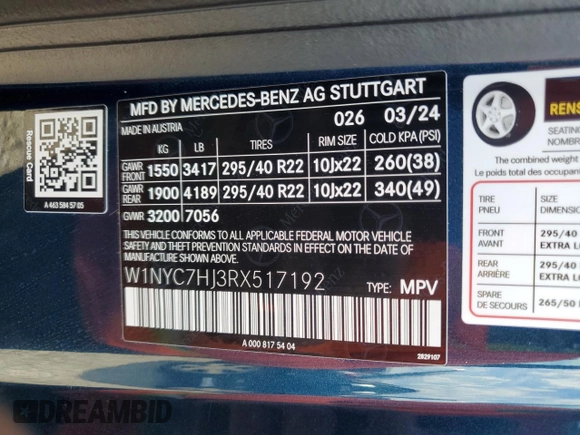 2024 Mercedes-Benz G 63 AMG with VIN W1NYC7HJ3RX517192, listed as a Copart auction lot 73797964 with 111,984 mi miles and Non Repairable. Bid and sale history available at DreamBid. Image 13.